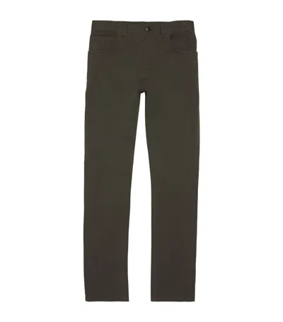 Isaia Stretch-cotton Slim Chinos In Green