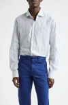 Isaia Stripe Button-up Shirt In Blue