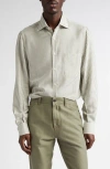 Isaia Stripe Cotton & Cashmere Button-up Shirt In Gold