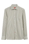 Isaia Stripe Cotton & Cashmere Button-up Shirt In White/green