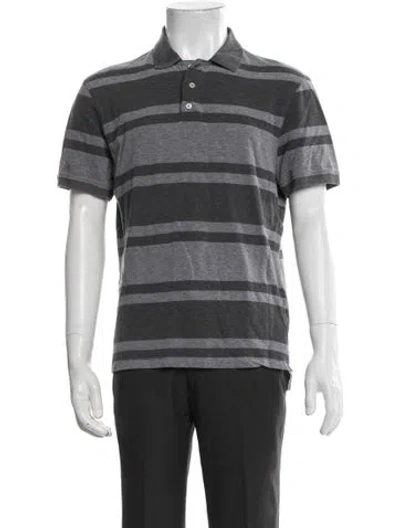 Pre-owned Isaia Striped Collar Polo Shirt In Grey