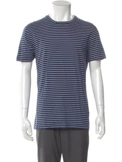 Pre-owned Isaia Striped Crew Neck T-shirt In Blue
