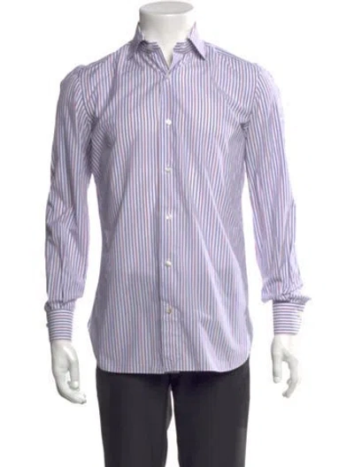 Pre-owned Isaia Striped Long Sleeve Dress Shirt In Neutral