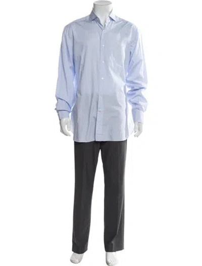 Pre-owned Isaia Striped Long Sleeve Shirt In Blue
