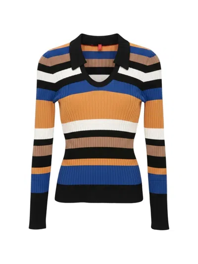 Isaia Striped Ribbed Sweater In Multi