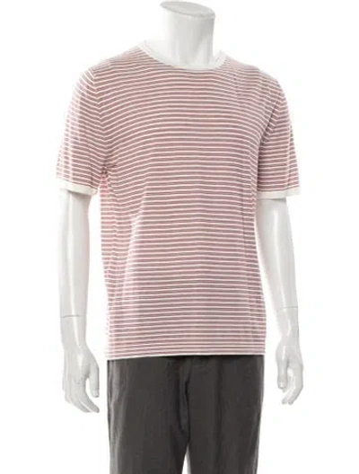 Pre-owned Isaia Striped Scoop Neck T-shirt In Brown
