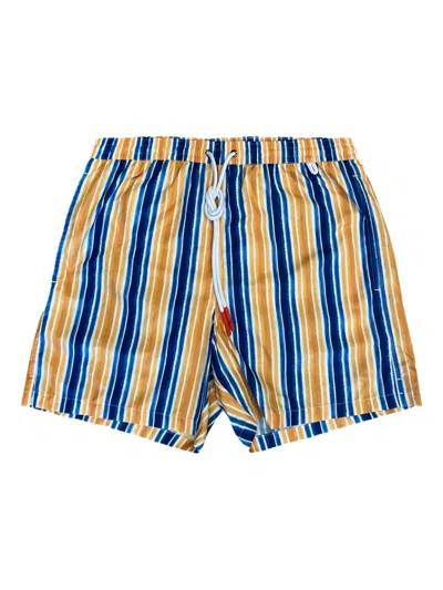 Isaia Striped Swim Shorts In Blue