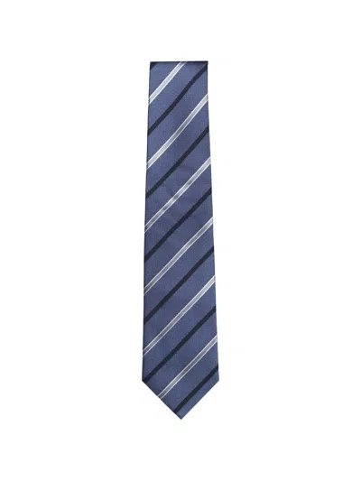 Isaia Striped Tie In Blue