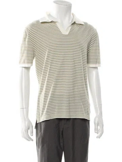 Pre-owned Isaia Striped V-neck Polo Shirt In Neutral