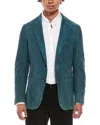 Isaia Suede Blazer In Green