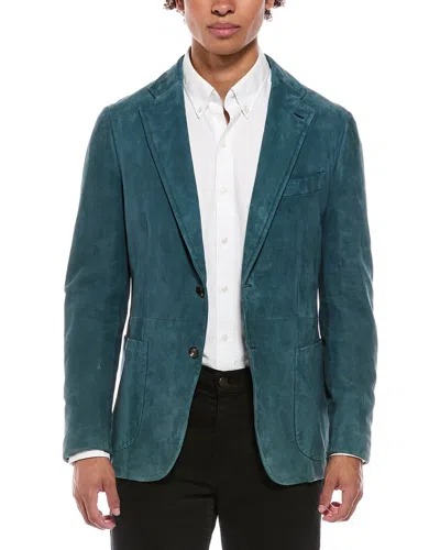 Isaia Suede Blazer In Green