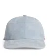 Isaia Suede Embroidered Baseball Cap In Blue