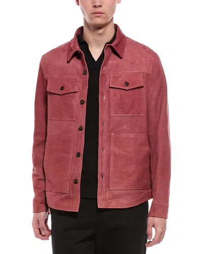 Isaia Suede Jacket In Brown