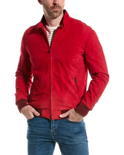 Isaia Suede Jacket In Red