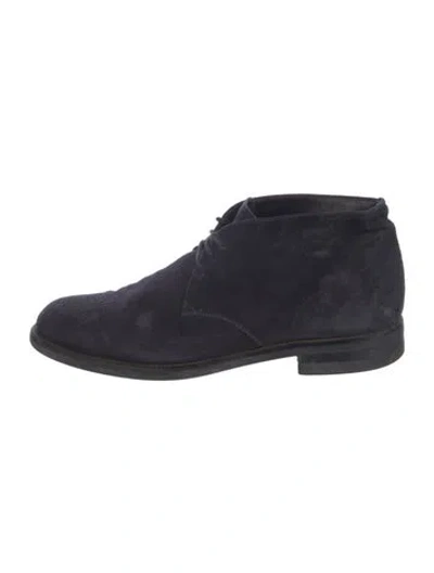 Pre-owned Isaia Suede Lace-up Boots In Blue