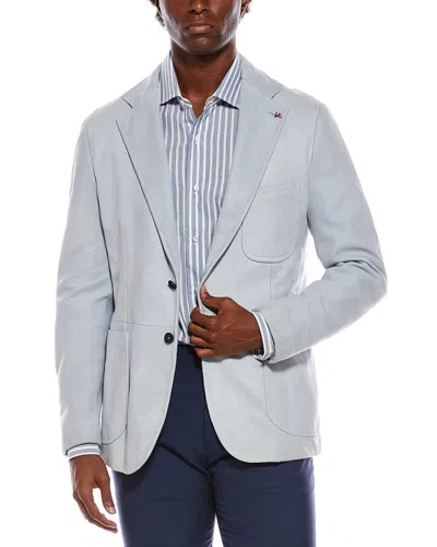 Isaia Suede Leather Blazer In White