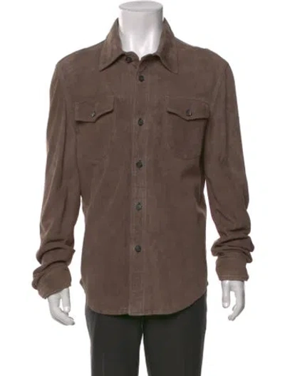 Pre-owned Isaia Suede Long Sleeve Shirt In Neutral