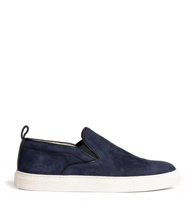 Isaia Suede Slip-on Sneakers In Blue