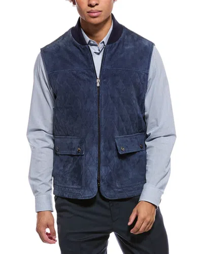 Isaia Suede Vest In Blue