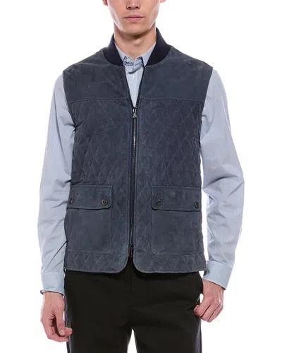 Isaia Suede Vest In Blue