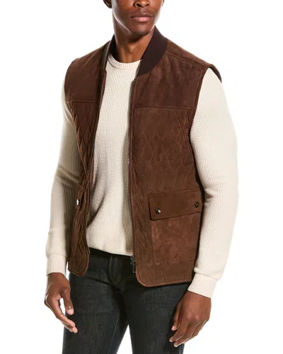 Isaia Suede Vest In Brown