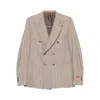 Isaia Pinstripe Double-breasted Suit In Gold