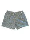 Isaia Mens Green Shell Star Pattern Swim Trunk