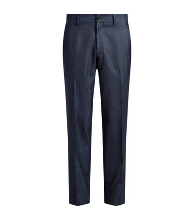 Isaia Tailored Trousers In Navy