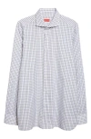 Isaia Tattersall Linen Button-up Shirt In Gray