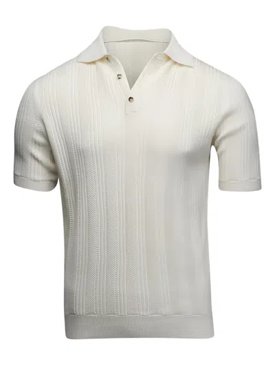 Isaia Textured Knit Polo Shirt In White