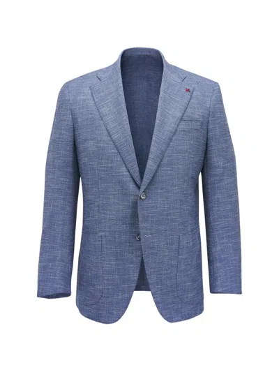Isaia Textured Patch-pocket Blazer In Blue