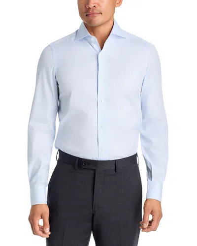Isaia Textured Solid Dress Shirt In White