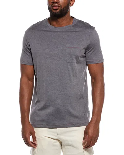 Isaia The Pocket Silk-blend T-shirt In Gray