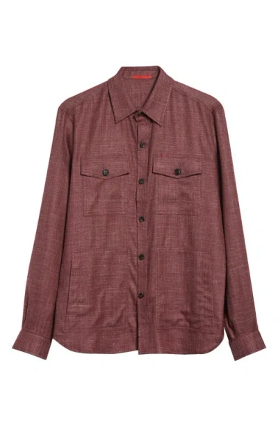 Isaia The Wool & Silk Blend Overshirt In Burgundy