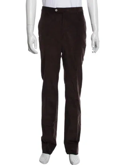 Pre-owned Isaia Tweed Pattern Corduroy Pants In Brown