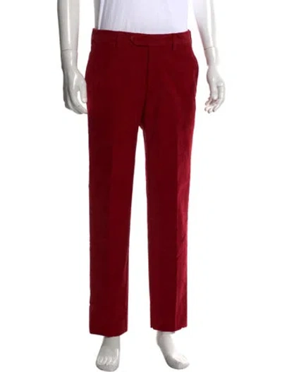 Pre-owned Isaia Tweed Pattern Dress Pants In Red