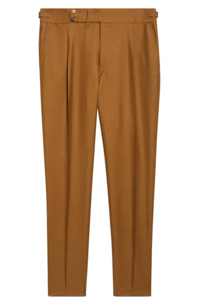 Isaia Unito Pleated Wool, Mohair & Silk Pants In Brown