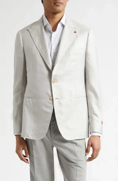 Isaia Unito Soft Silk Twill Sport Coat In White