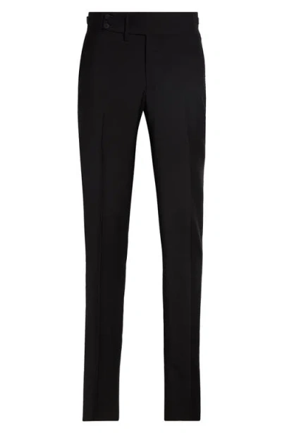 Isaia Unito Wool & Mohair Slim Leg Pants In Black