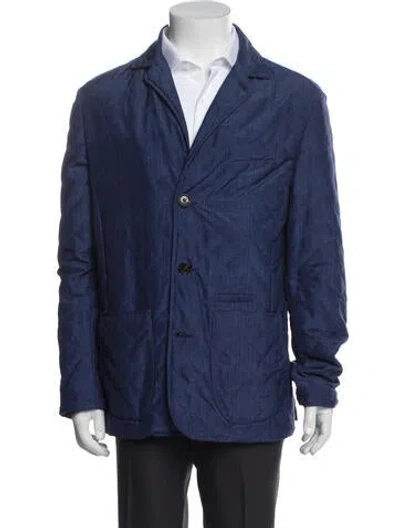 Pre-owned Isaia Utility Jacket In Blue