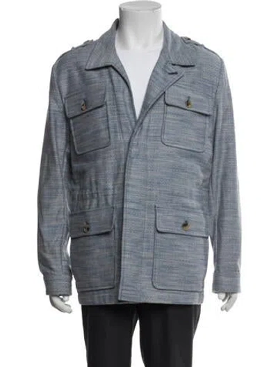 Pre-owned Isaia Utility Jacket W/ Tags In Blue