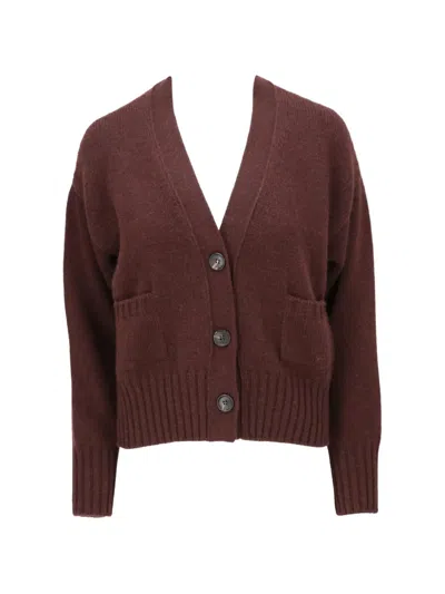 Isaia V-neck Button-up Cardigan In Brown