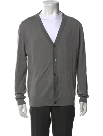 Pre-owned Isaia V-neck Long Sleeve Cardigan In Gray