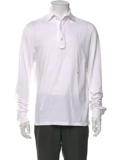Pre-owned Isaia V-neck Long Sleeve Polo Shirt In Neutral