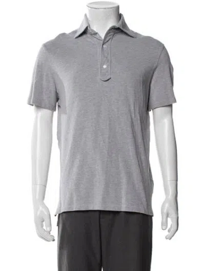 Pre-owned Isaia V-neck Short Sleeve Polo Shirt In Gray