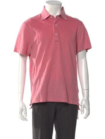 Pre-owned Isaia V-neck Short Sleeve Polo Shirt In Red