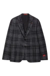 Isaia Window Plaid Wool, Silk & Linen Sport Coat In Black