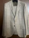 Isaia Windowpane Linen-wool-silk Suit In Gray