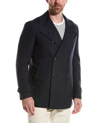 Isaia Wool & Cashmere-blend Coat In Black