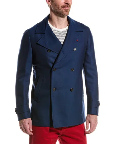 Isaia Wool & Cashmere-blend Coat In Blue